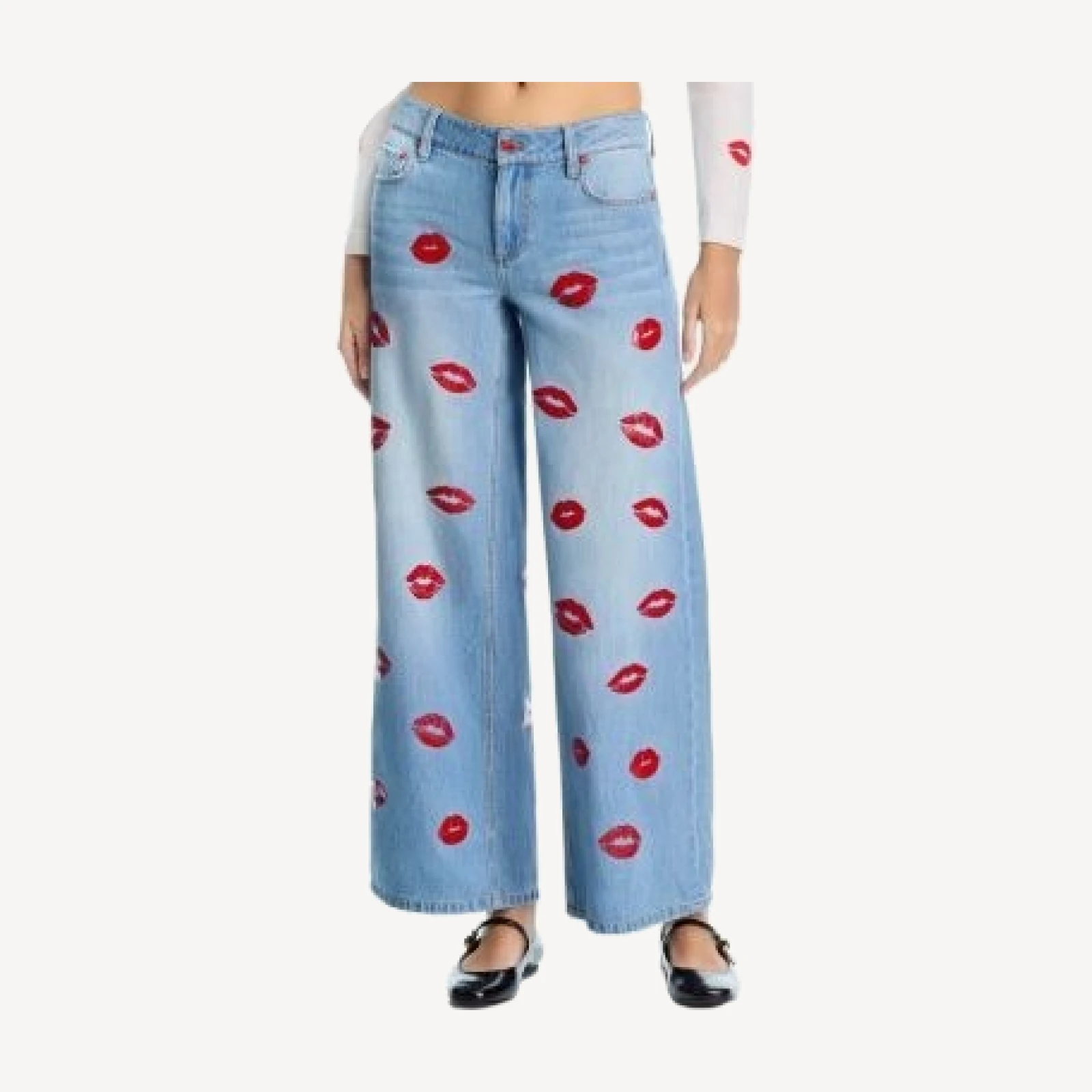 Alice and Olivia Amazing Low Rise Baggy Jeans in Denver Bright Blue