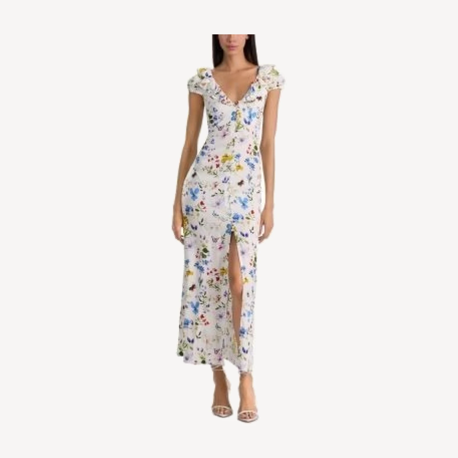 Alice and Olivia Tara Short Sleeve Ruffle A Line Dress