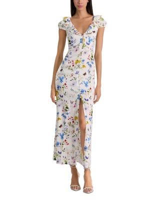 Alice and Olivia Tara Short Sleeve Ruffle A Line Dress