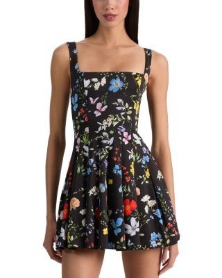 Alica and Olivia Veda Square Neck Pleated Dress