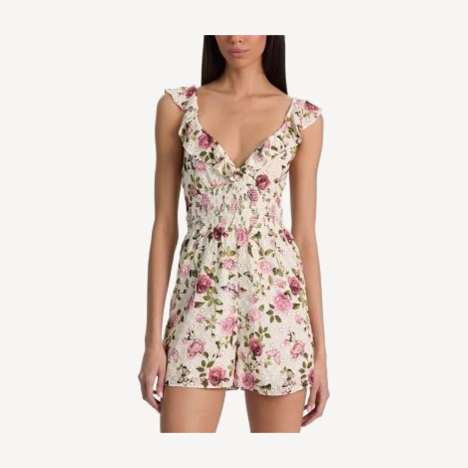 Alice and Olivia Gemma Embroidered Eyelet Romper