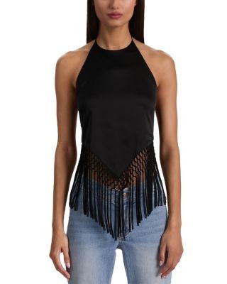 Alice and Olivia Greta Halter Tie Back Top