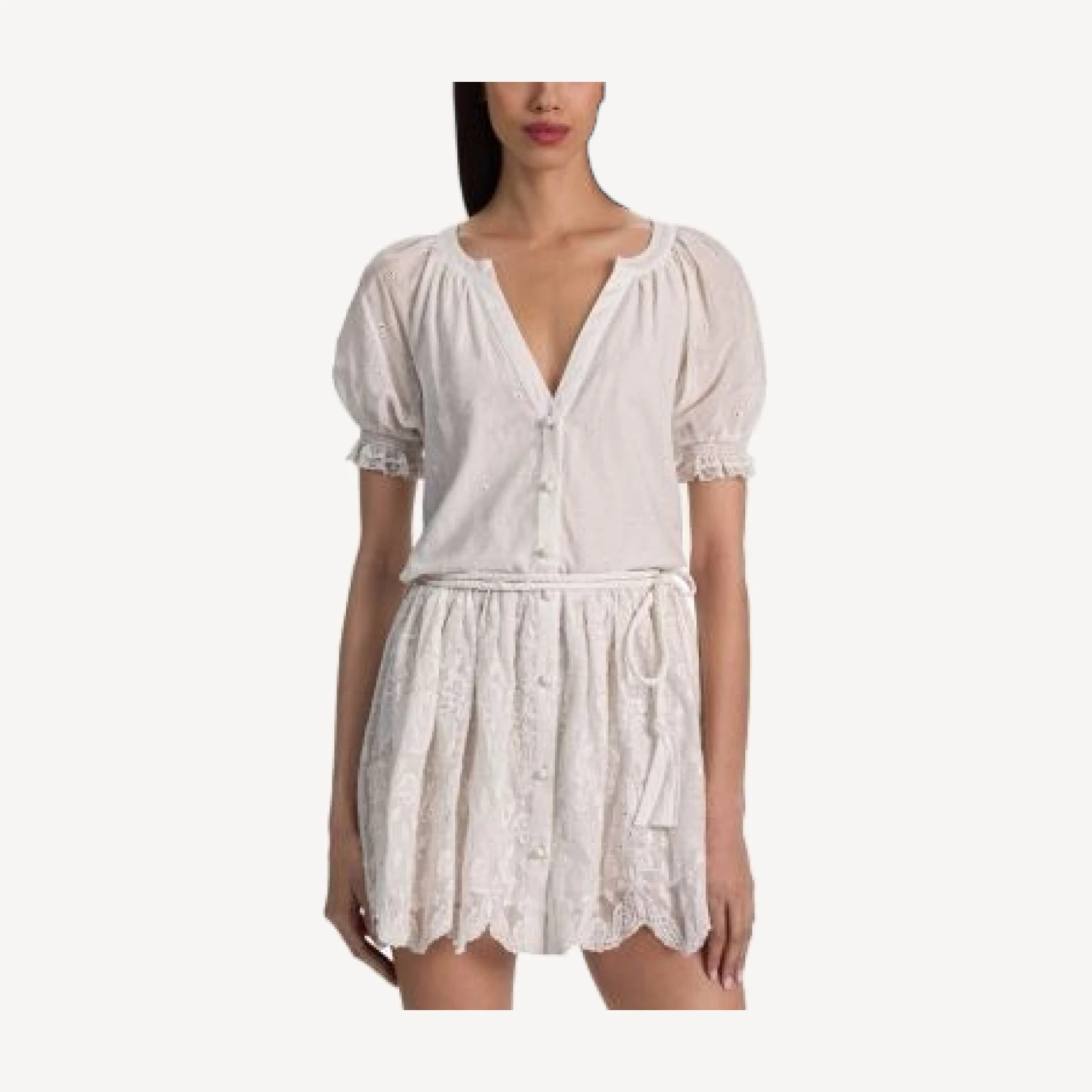 Alice and Olivia Thalia Eyelet Puff Sleeve Dress