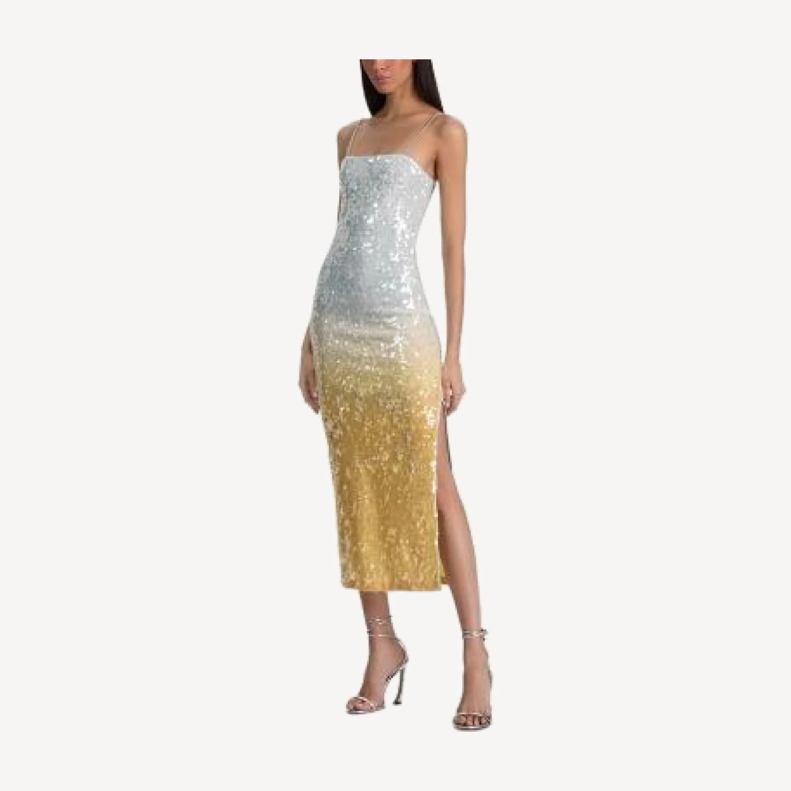 Alice and Olivia Fifi Sequin Fitted Midi Dress