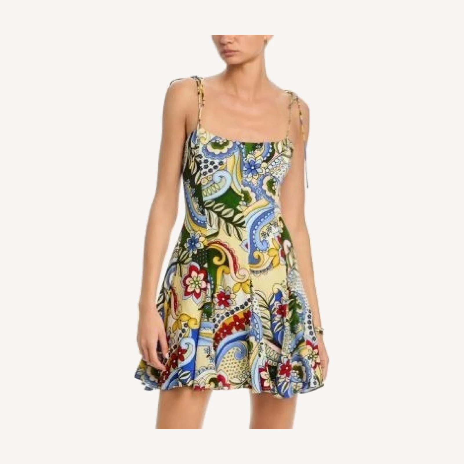 Alice and Olivia Jeanette Tie Shoulder Dress