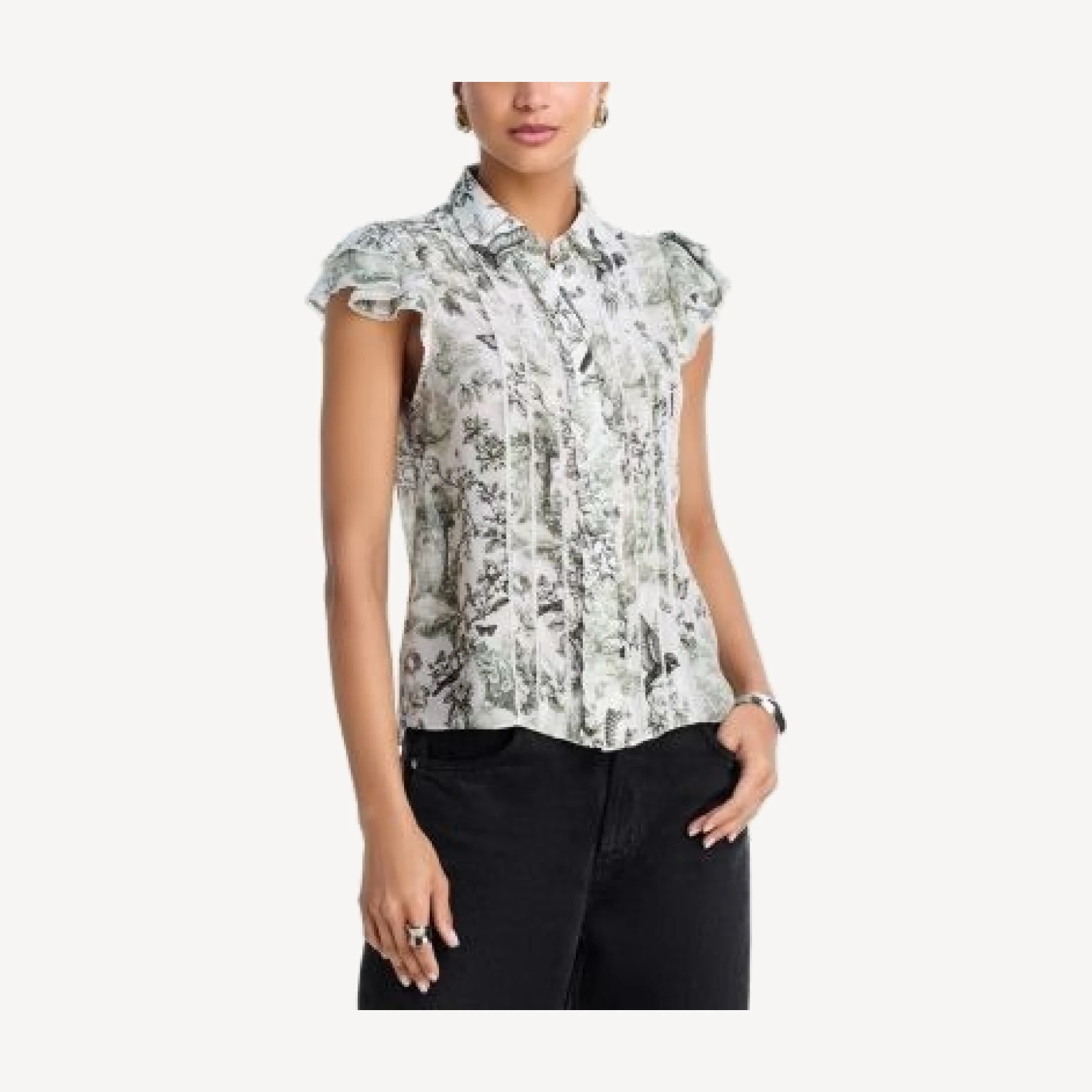 Alice and Olivia Minda Ruffle Sleeve Blouse