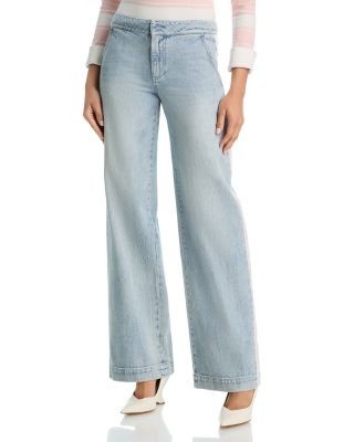 Alice and Olivia Mid Rise Straight Jeans in Rockstarblue/Off White/Pink