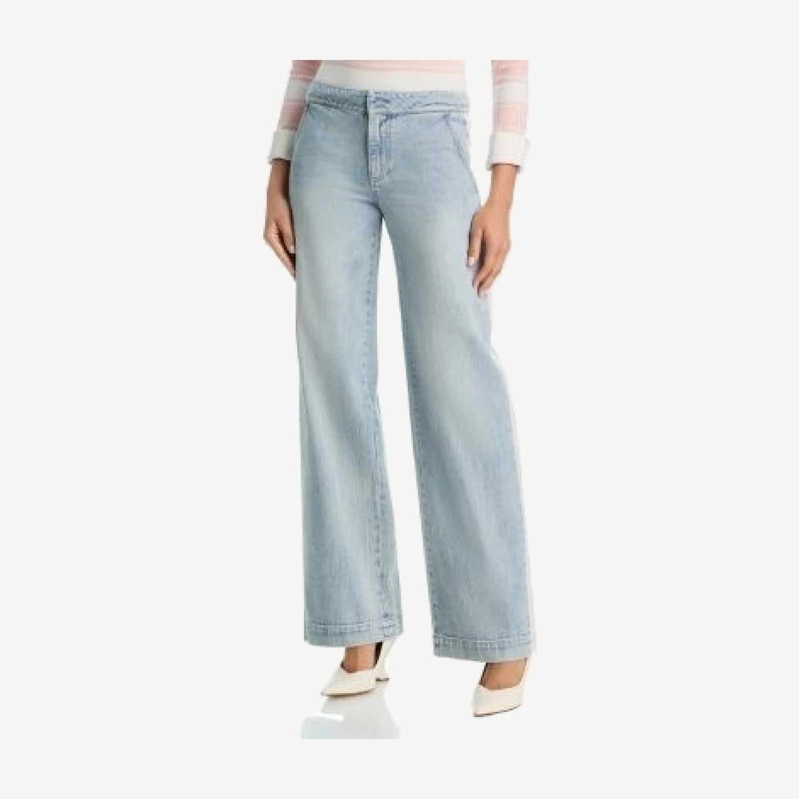 Alice and Olivia Mid Rise Straight Jeans in Rockstarblue/Off White/Pink