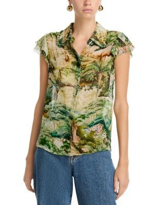 Alice and Olivia Martel Flutter Sleeve Blouse