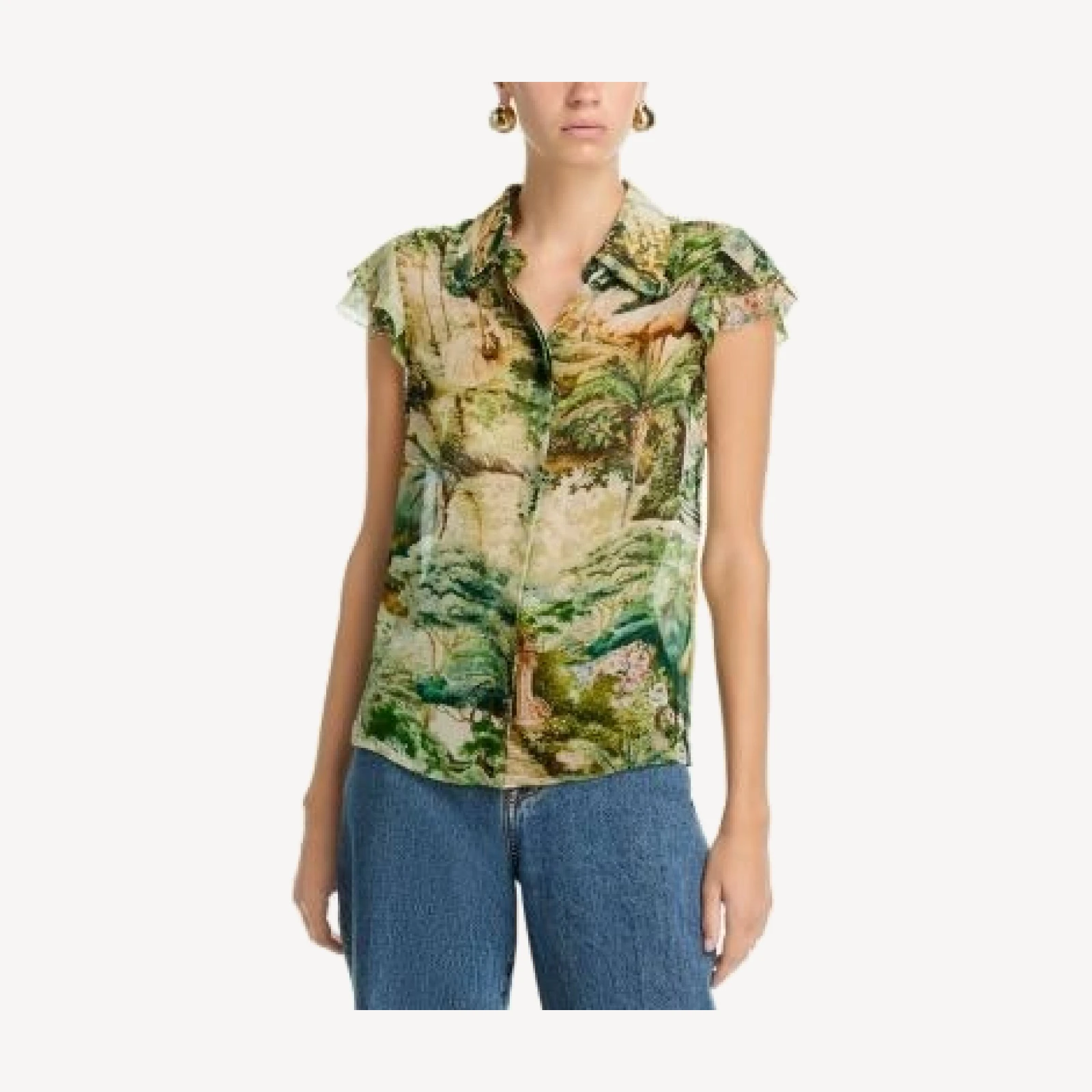 Alice and Olivia Martel Flutter Sleeve Blouse