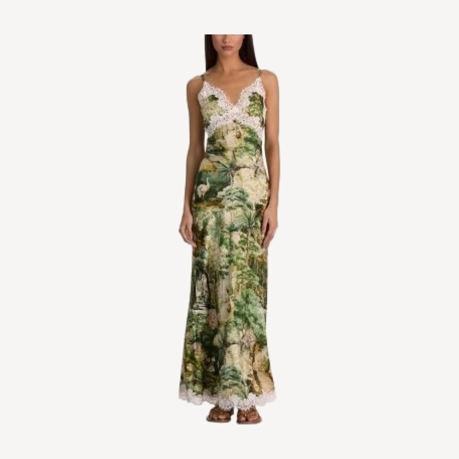 Alice and Olivia Julietta Lace Trim Midi Slip Dress