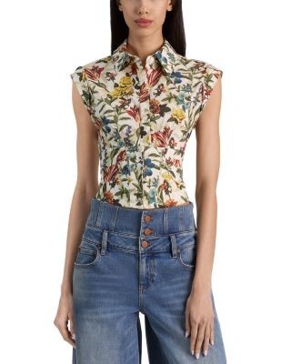 Alice and Olivia Kim Paneled Corset Fitted Top