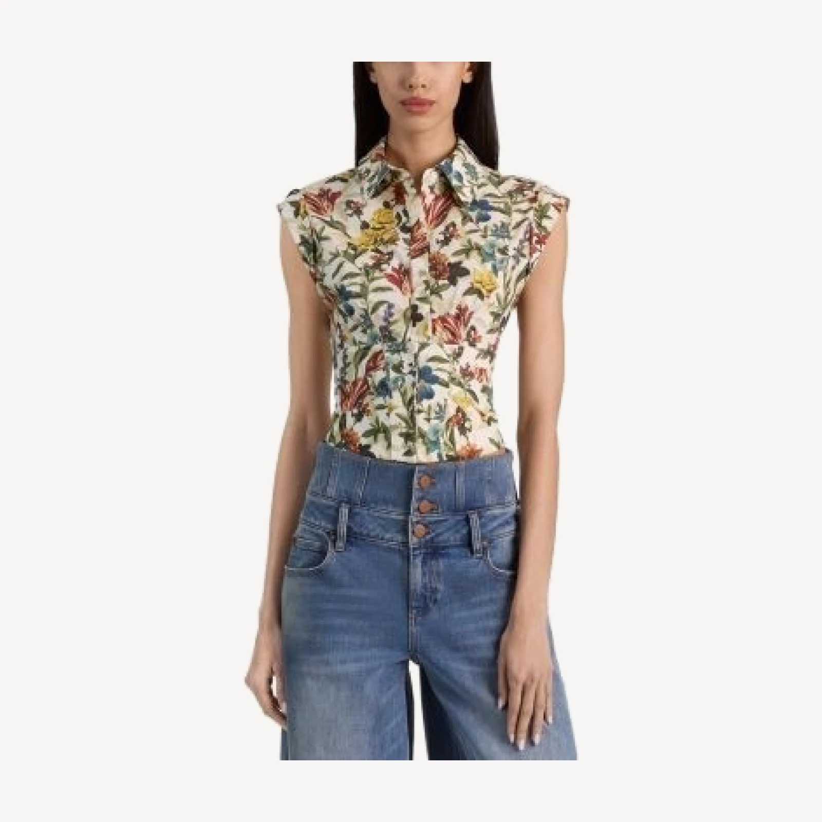 Alice and Olivia Kim Paneled Corset Fitted Top