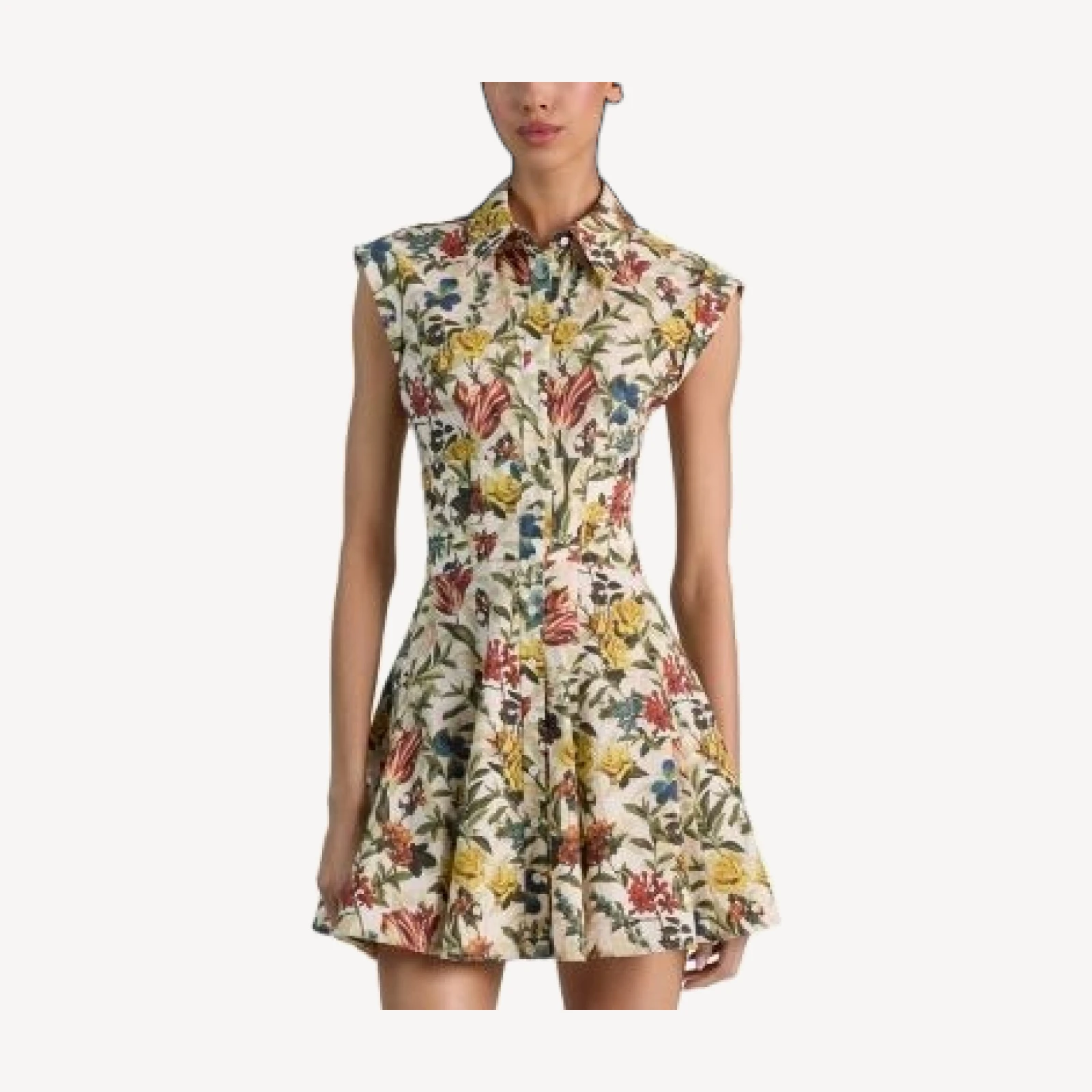 Alice and Olivia Kim Paneled Corset Flared Mini Shirt Dress