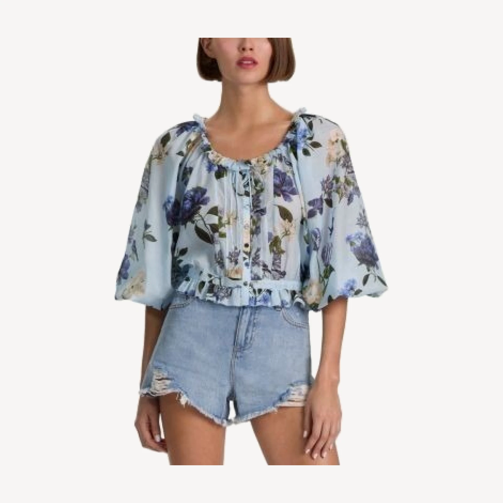 Alice and Olivia Mclaine Elbow Sleeve Cropped Blouse