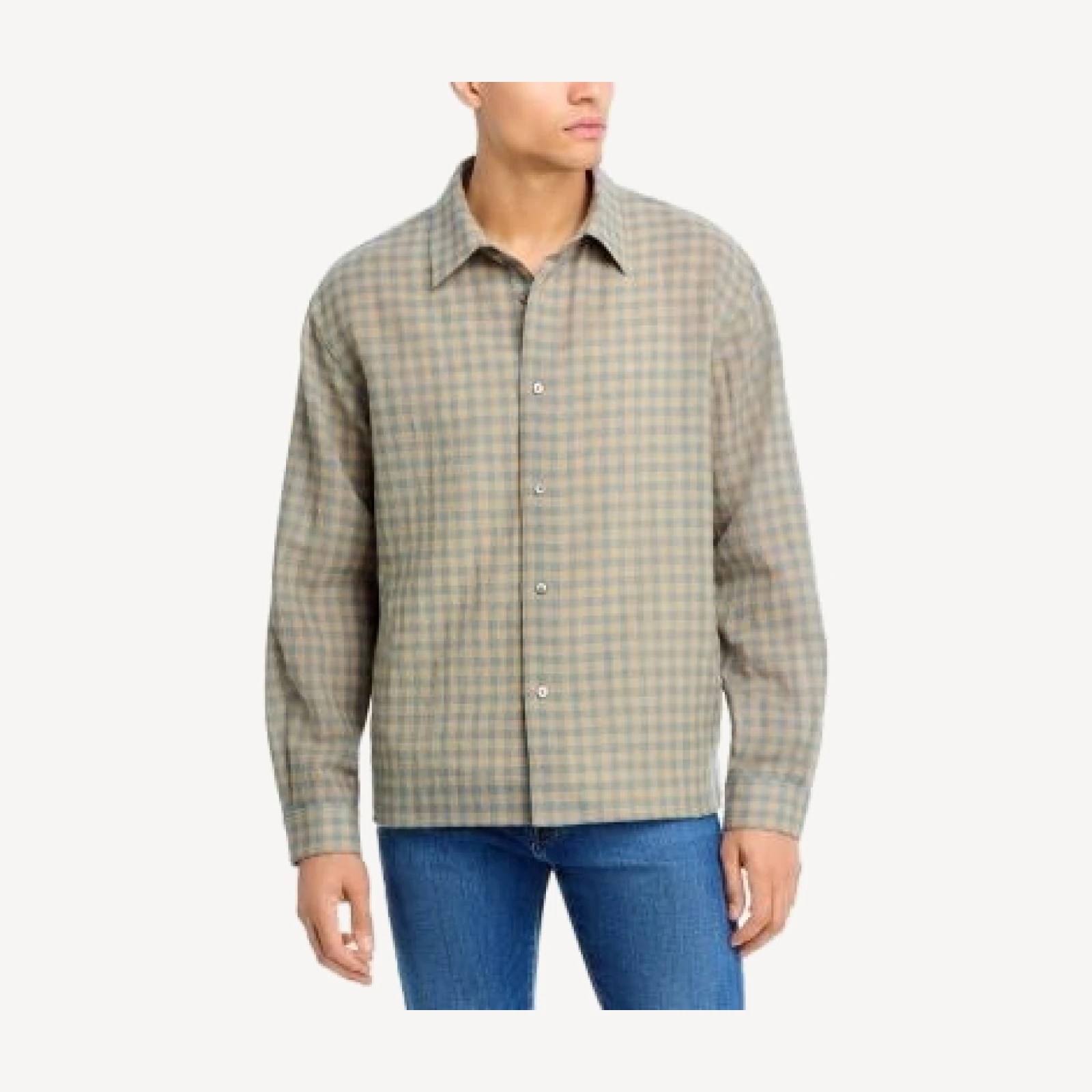 Frame Light Wool Plaid Button Down Shirt