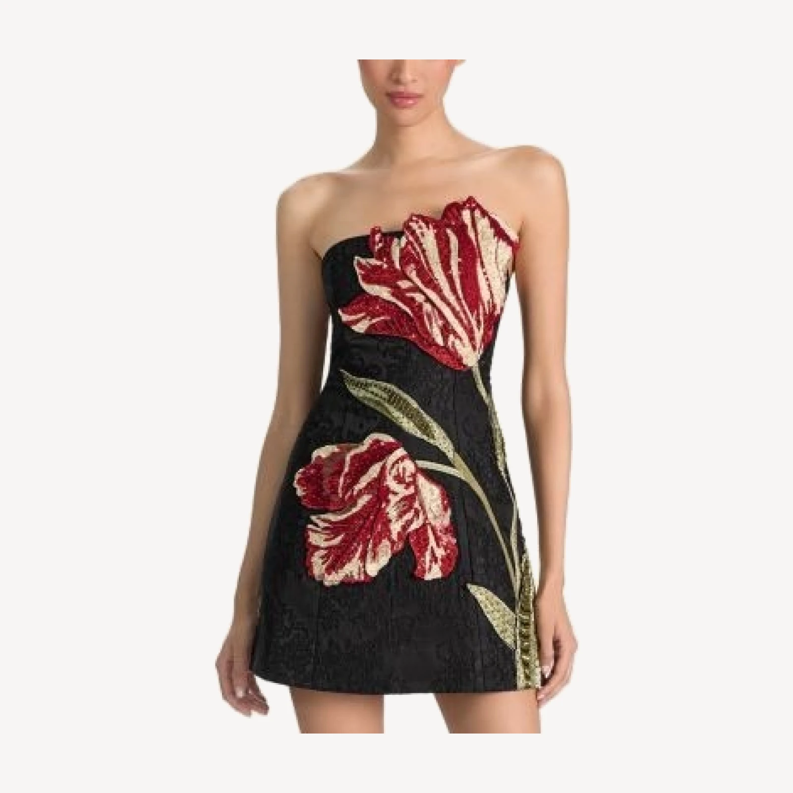 Alice and Olivia Katia Embellished Strapless Dress