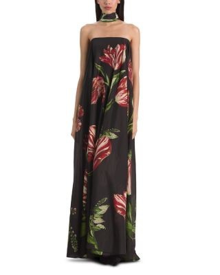 Alice and Olivia Maricela Strapless Voluminous Maxi Dress and Scarf