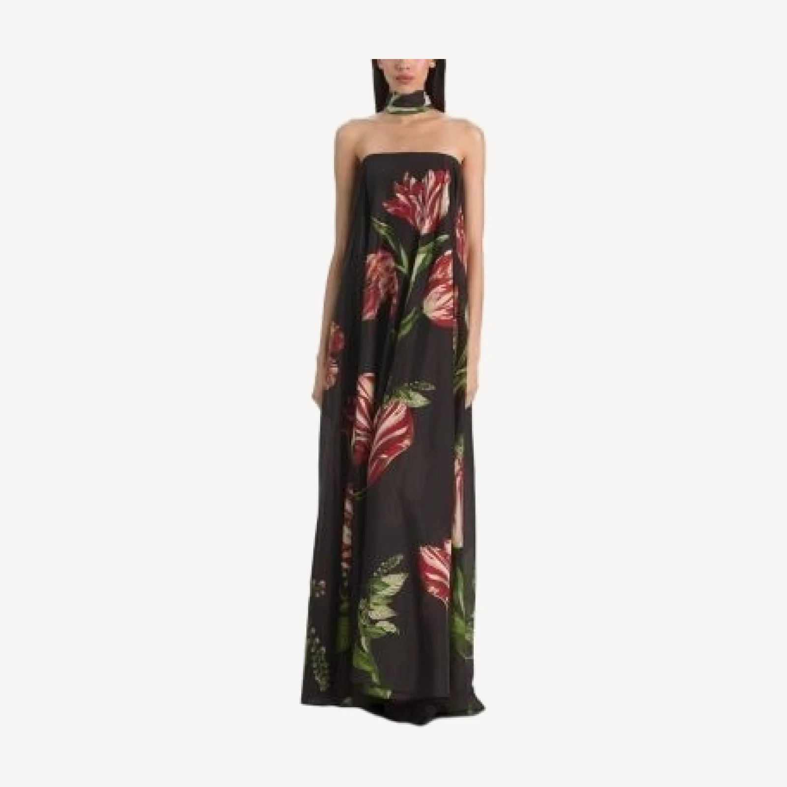 Alice and Olivia Maricela Strapless Voluminous Maxi Dress and Scarf