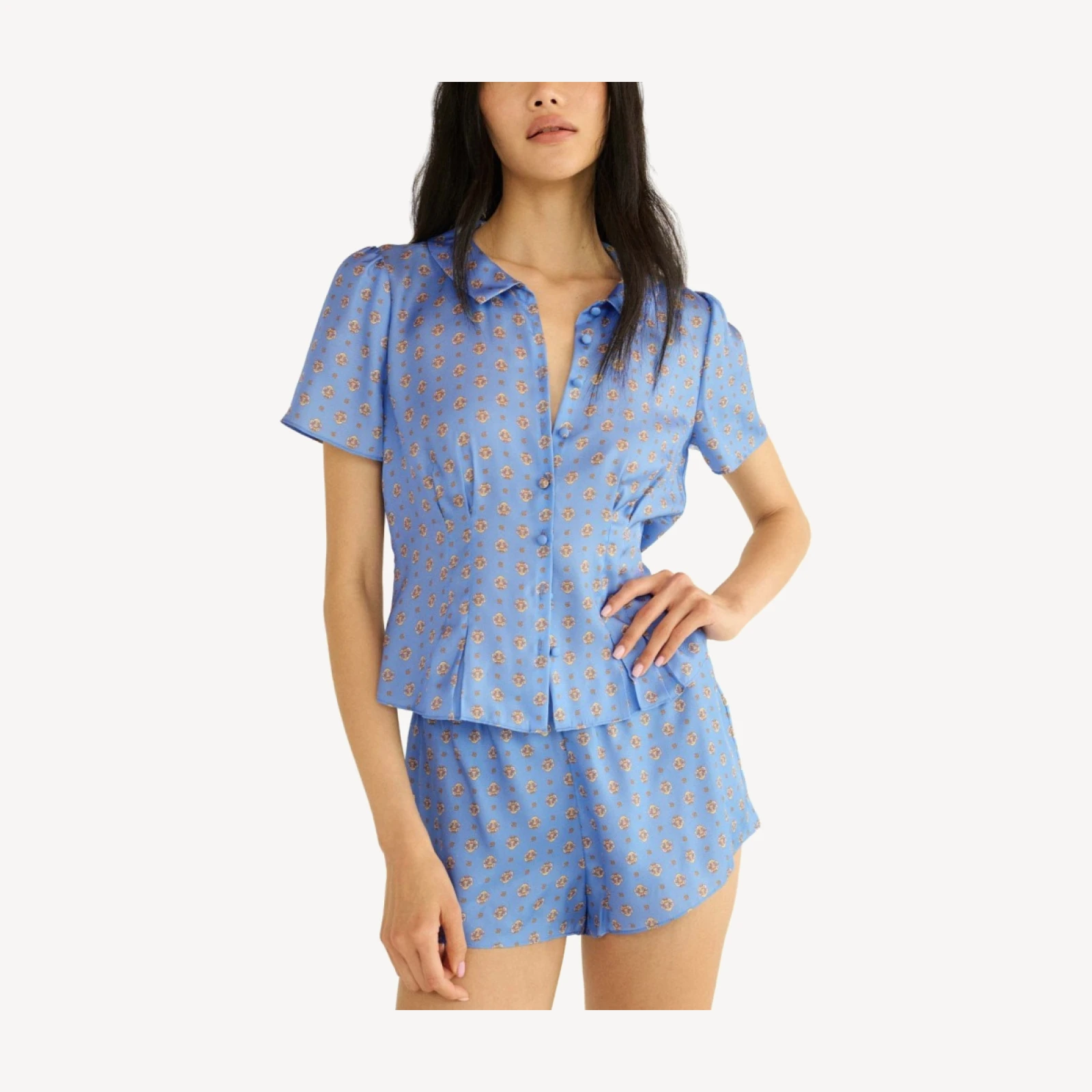 HELIE TOP -- PERIWINKLE CADIZ FOULARD