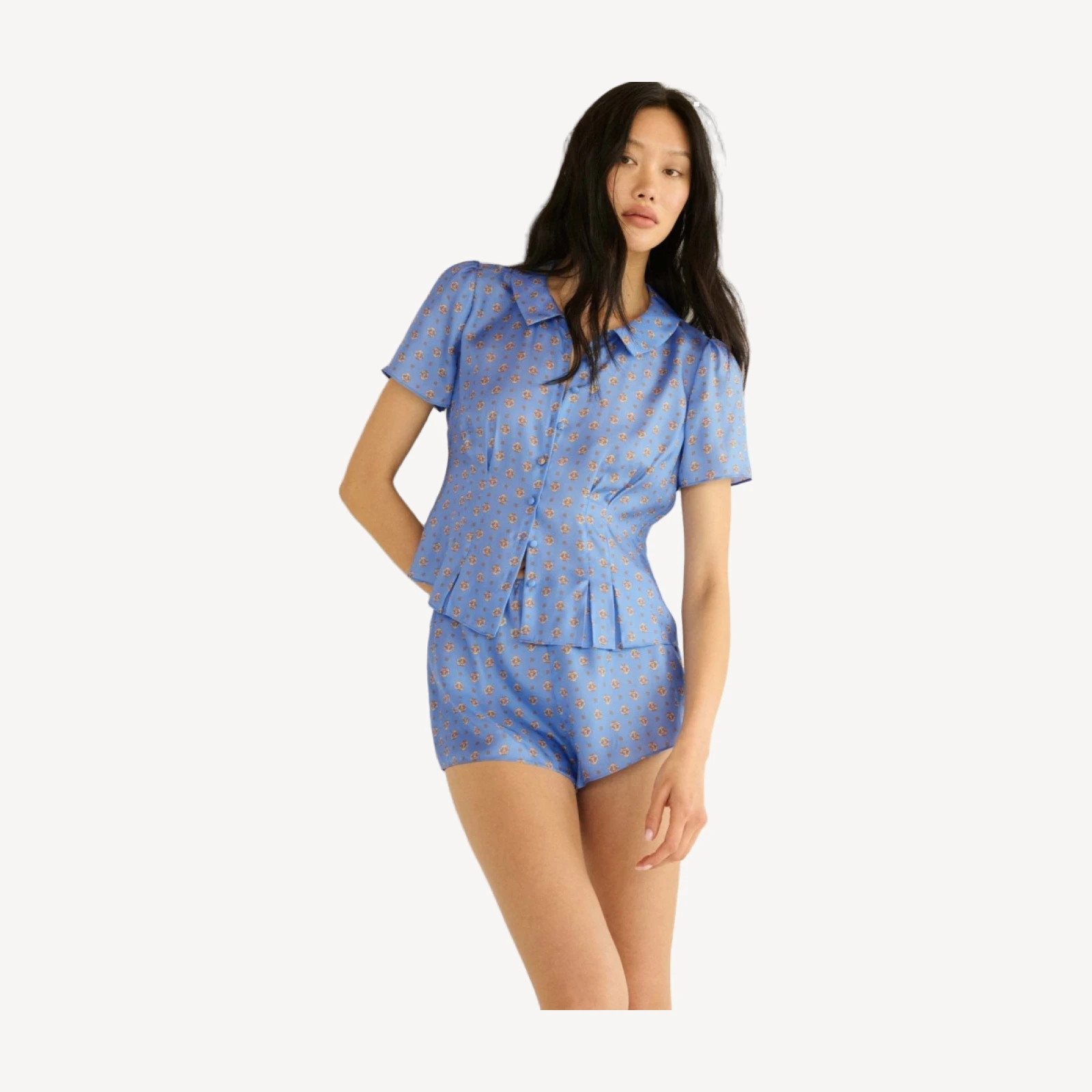 HELIE TOP -- PERIWINKLE CADIZ FOULARD