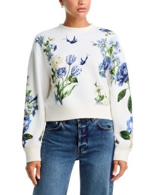 Alice and Olivia Russell Cotton Embellished Sweatshirt