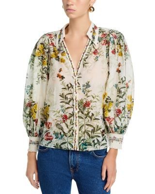Alice and Olivia Charis Long Sleeve Button Down Blouse
