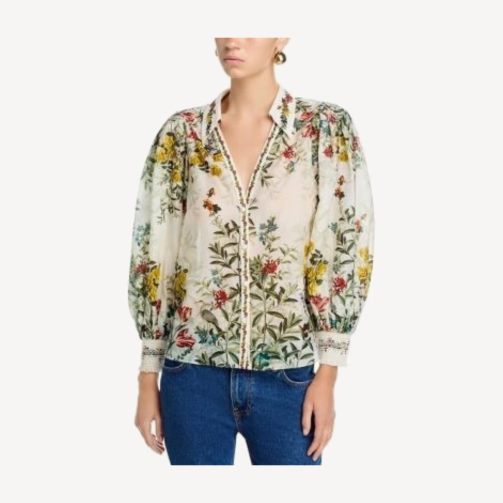 Alice and Olivia Charis Long Sleeve Button Down Blouse