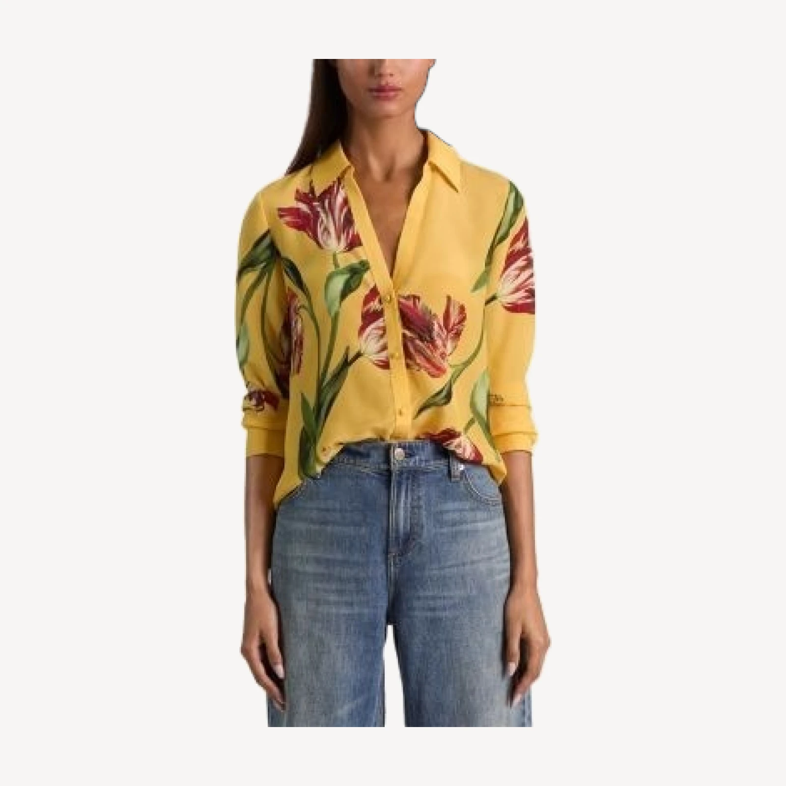 Alice and Olivia Eloise Button Front Silk Blouse