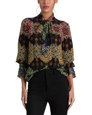 Alice and Olivia Lloyd Tie Neck Blouse