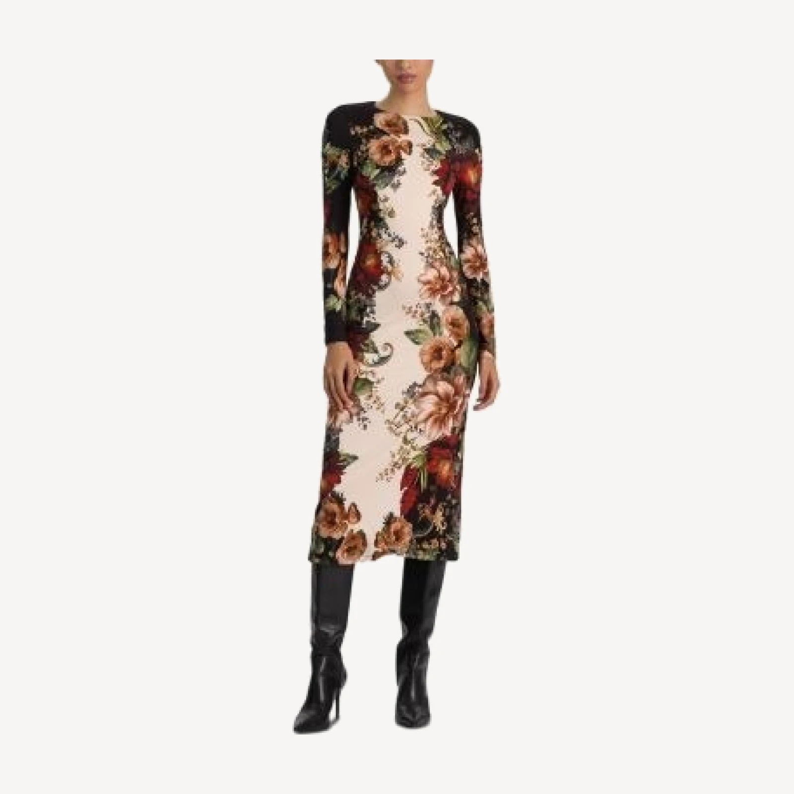 Alice and Olivia Delora Long Sleeve Midi Dress