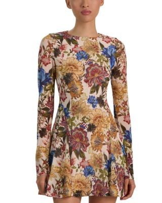 Alice and Olivia Delora Long Sleeve Flared Mini Dress