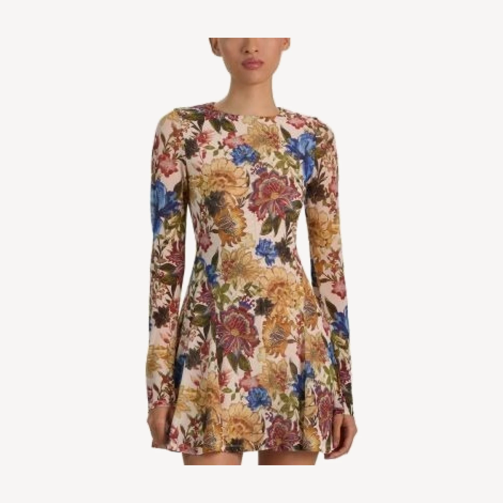 Alice and Olivia Delora Long Sleeve Flared Mini Dress