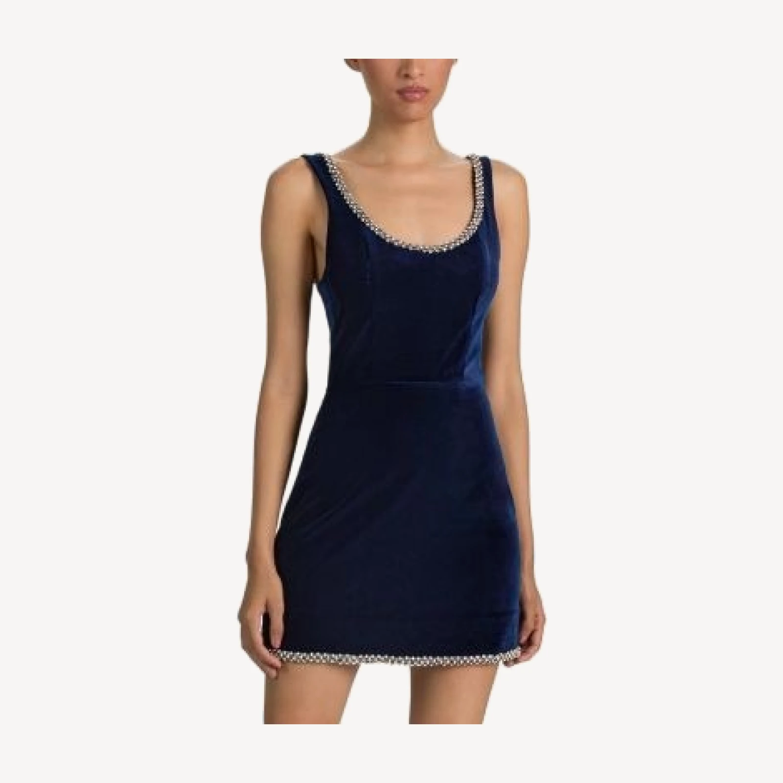 Alice and Olivia Charlotte Velvet Rhinestone Trim Mini Dress