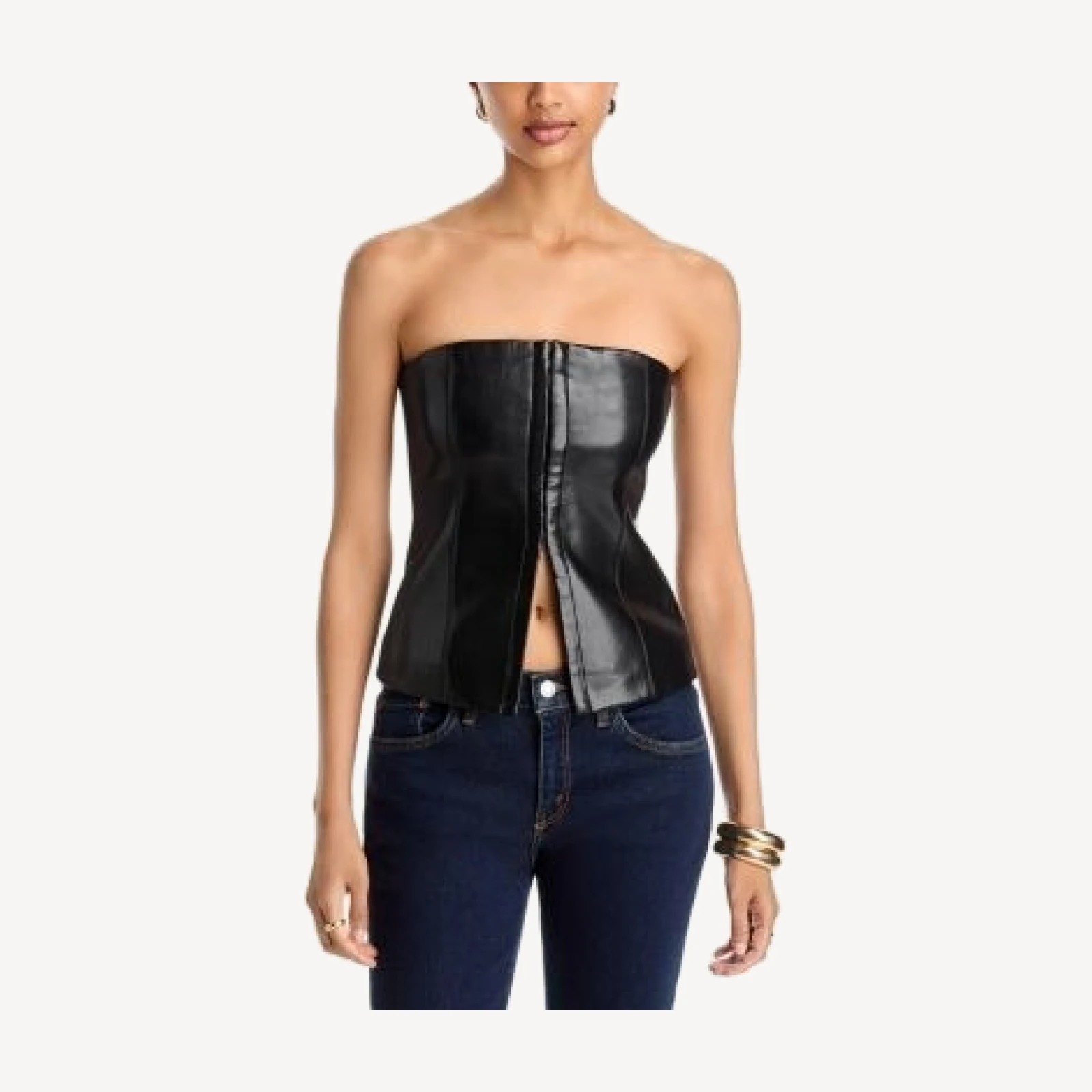 Alice and Olivia Strapless Faux Leather Vest