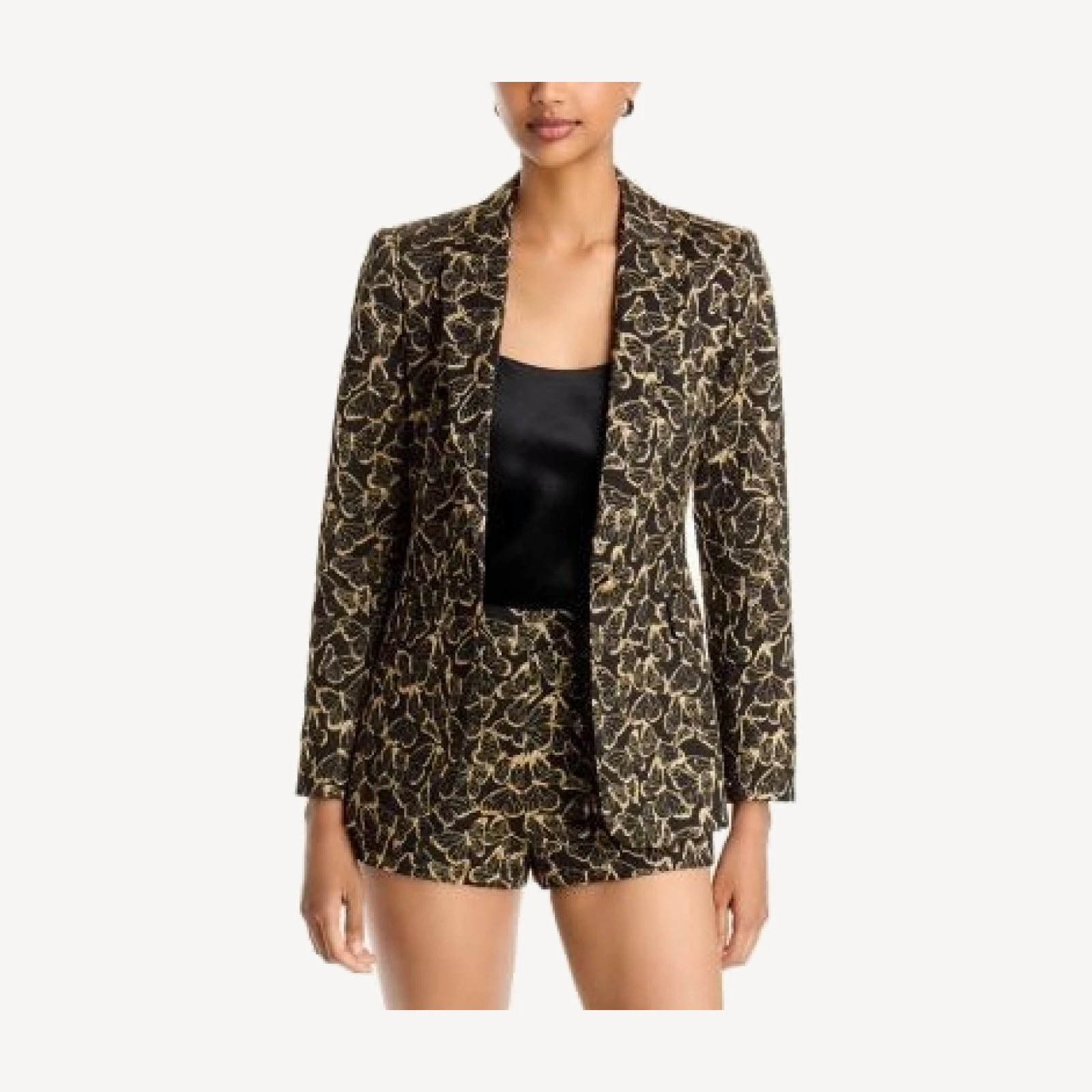 Alice and Olivia Macey Metallic Jacquard Single Button Blazer