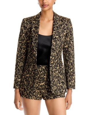 Alice and Olivia Macey Metallic Jacquard Single Button Blazer