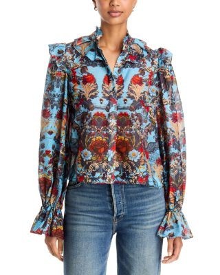 Alice and Olivia Bernice Cotton Victorian Ruffled Blouse