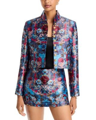 Alice and Olivia Emerson Jacquard Stand Collar Jacket