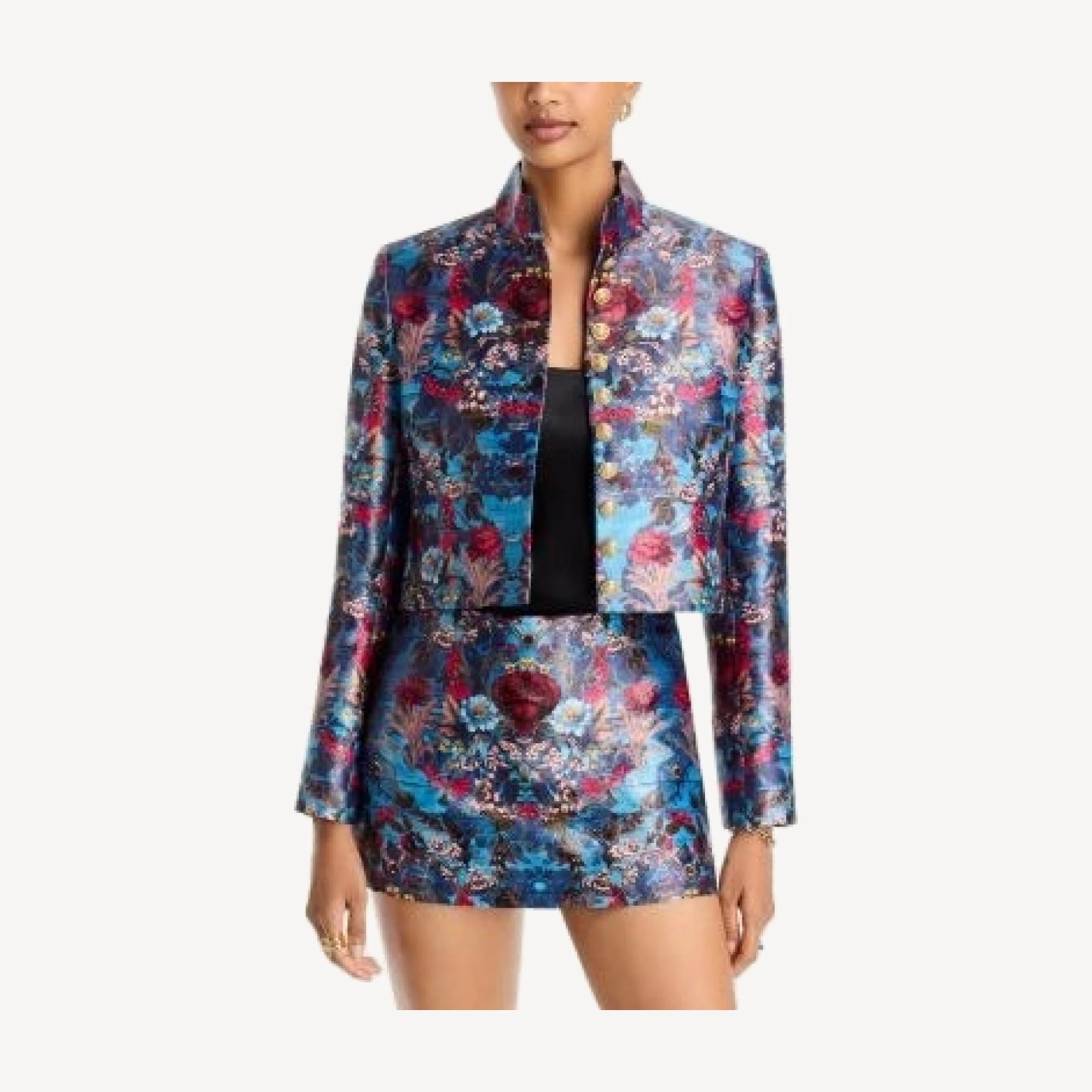 Alice and Olivia Emerson Jacquard Stand Collar Jacket