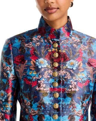 Alice and Olivia Emerson Jacquard Stand Collar Jacket