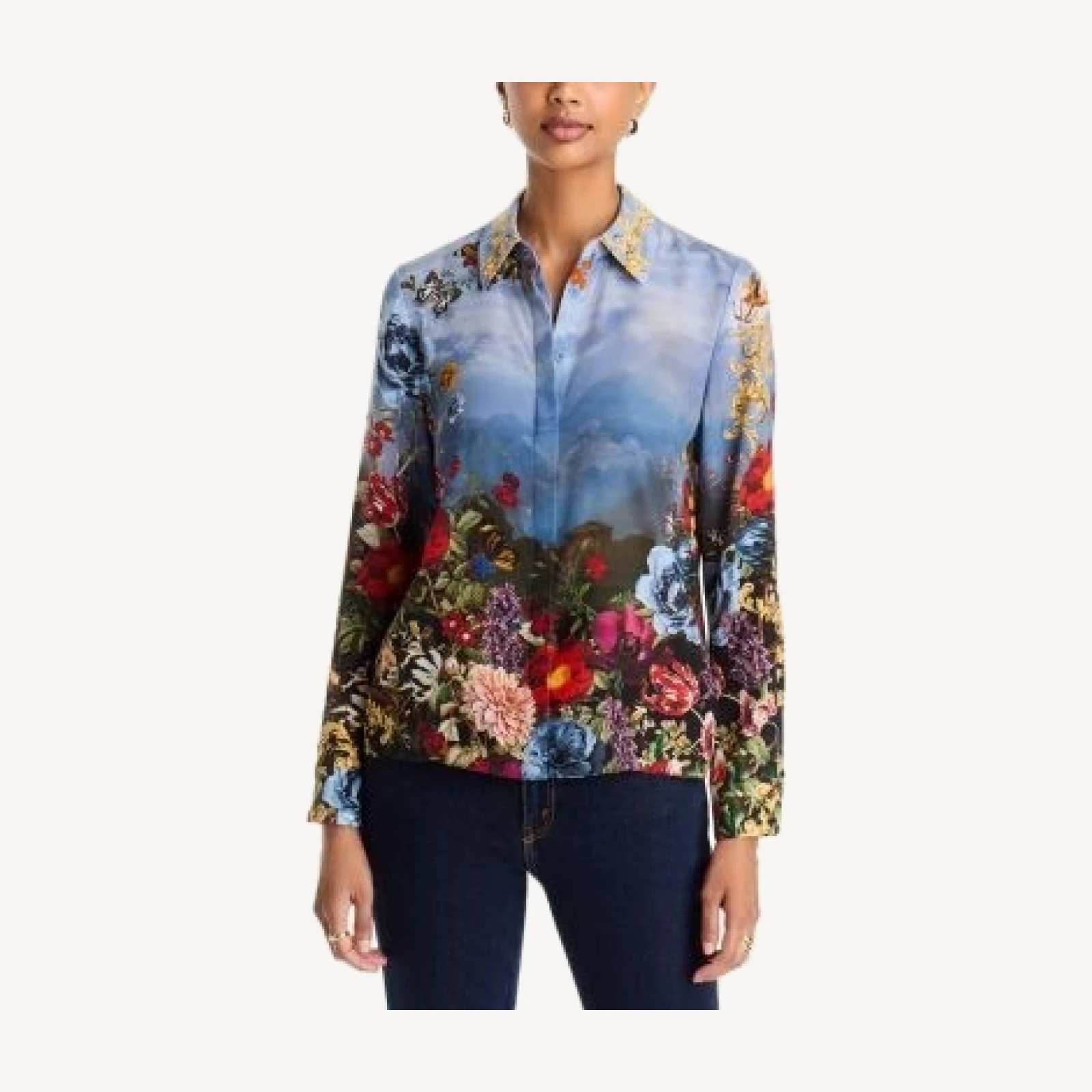 Alice and Olivia Willa Silk Placket Top