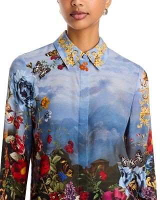 Alice and Olivia Willa Silk Placket Top