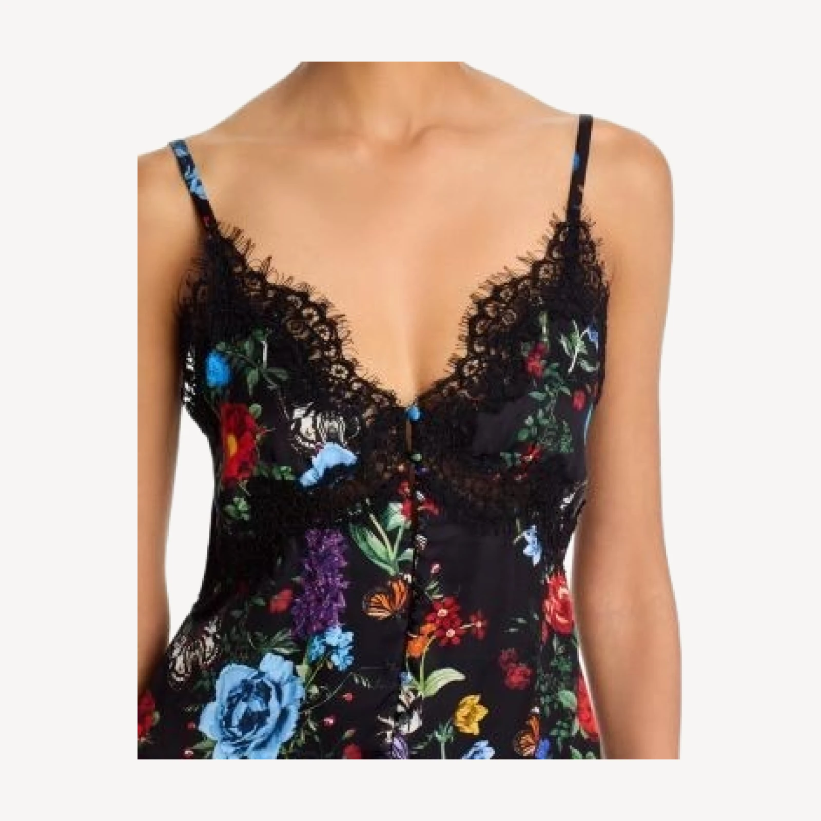 Alice and Olivia Melodie Lace Trim Button Front Camisole