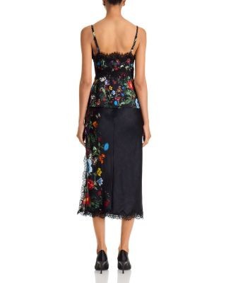 Alice and Olivia Maeve Lace Trim Midi Slip Skirt