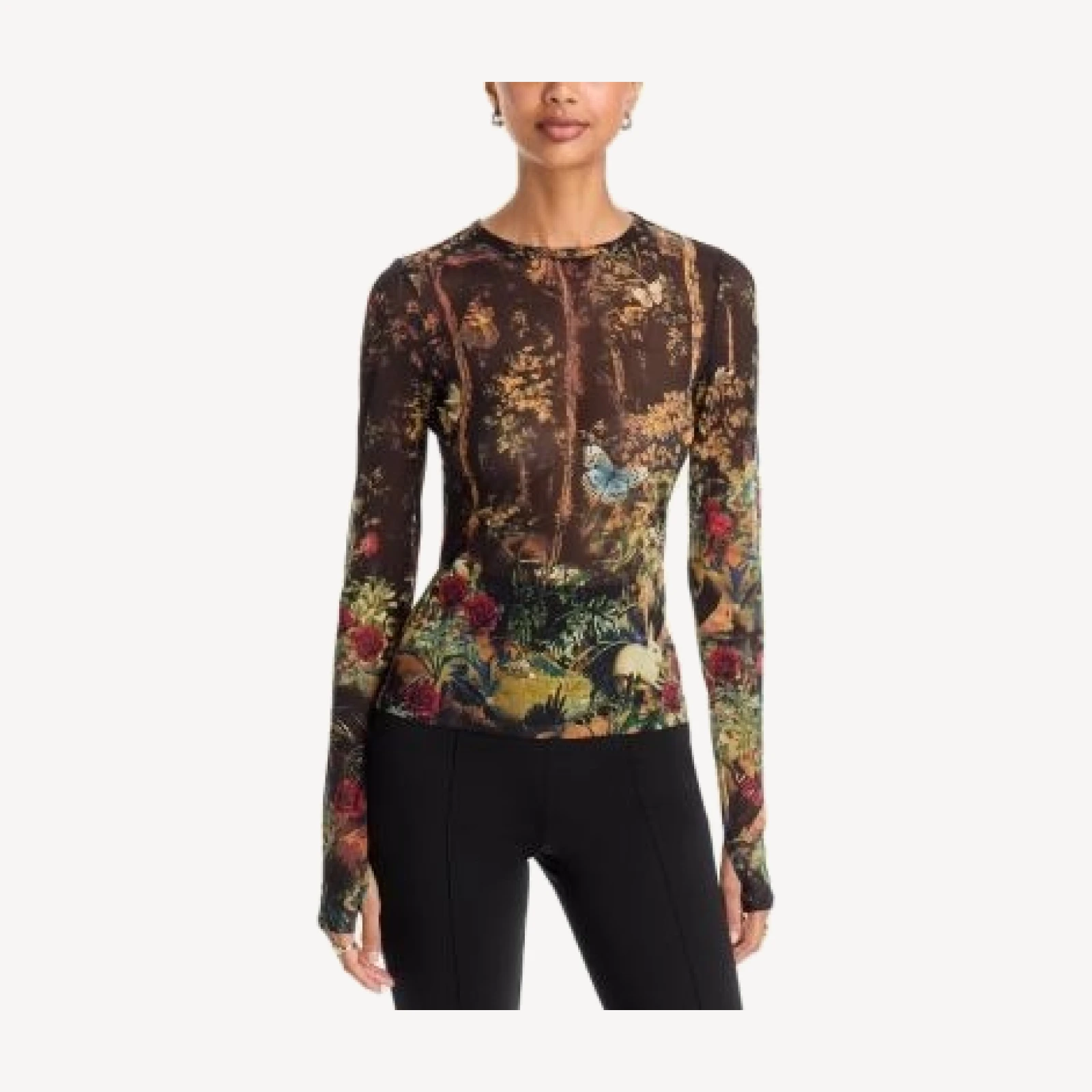 Alice and Olivia Delaina Thumb Hole Crewneck Top