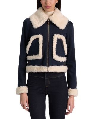 Alice and Olivia Isaiah Denim Aviator Jacket