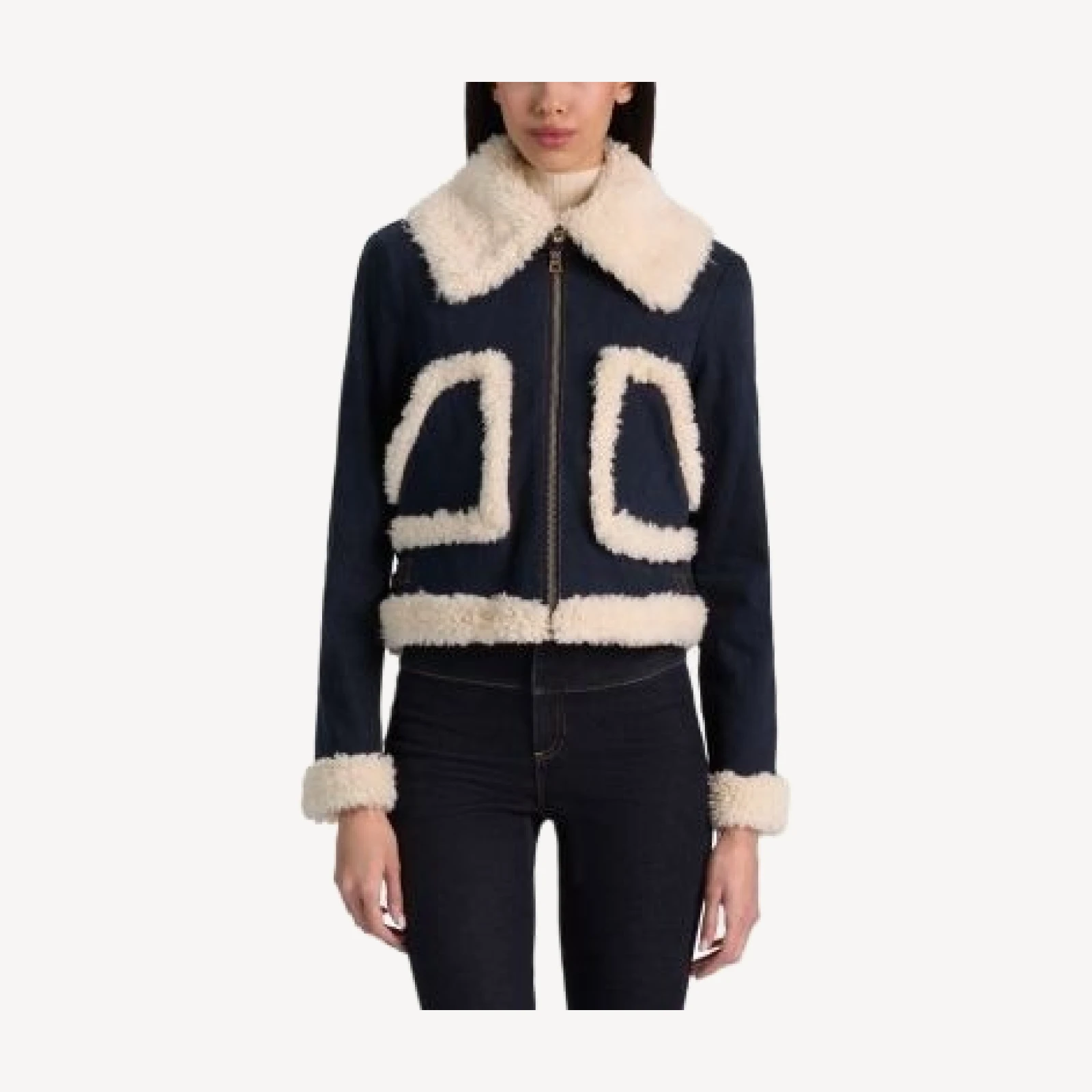 Alice and Olivia Isaiah Denim Aviator Jacket