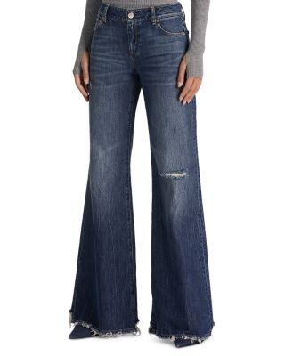 Alice and Olivia Brice Low Rise Bell Bottom Jeans in Georgetta Vintage Blue