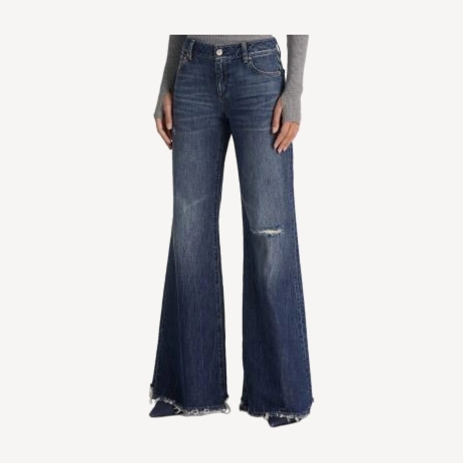 Alice and Olivia Brice Low Rise Bell Bottom Jeans in Georgetta Vintage Blue